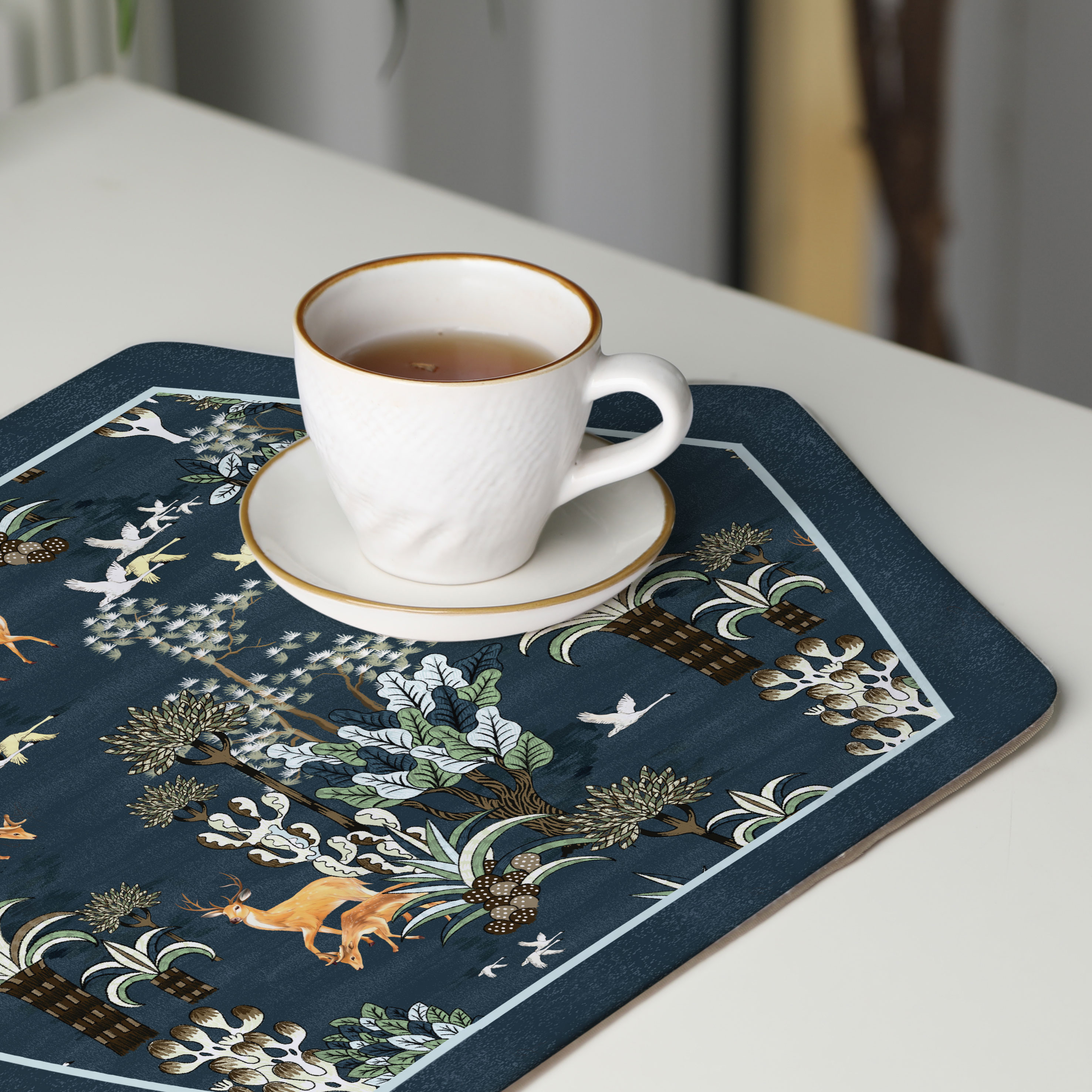 رومیزی عسلی، 6 گوشه، مخمل ضخیم، کد TA40-66
