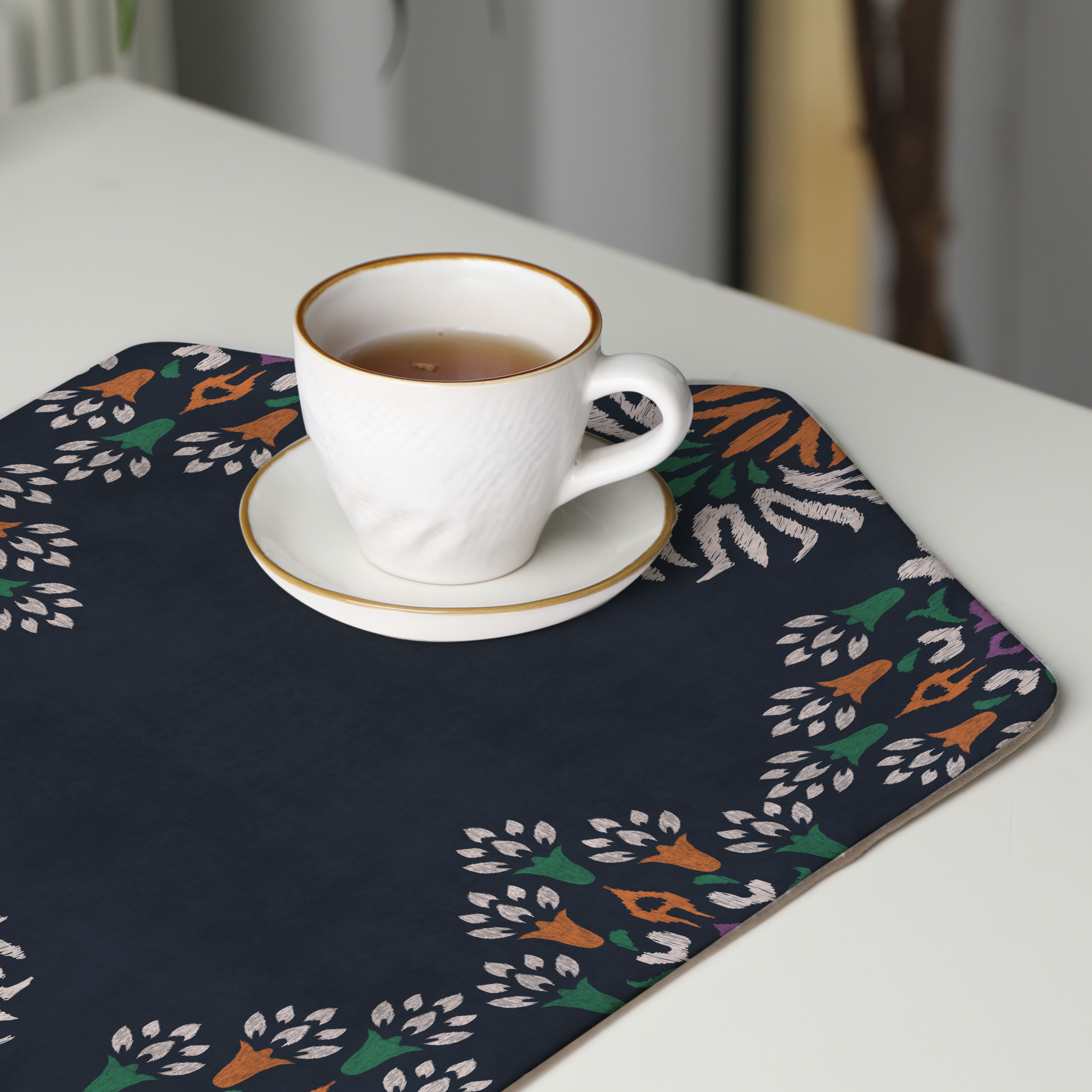 رومیزی عسلی، 6 گوشه، مخمل ضخیم، کد TA40-77