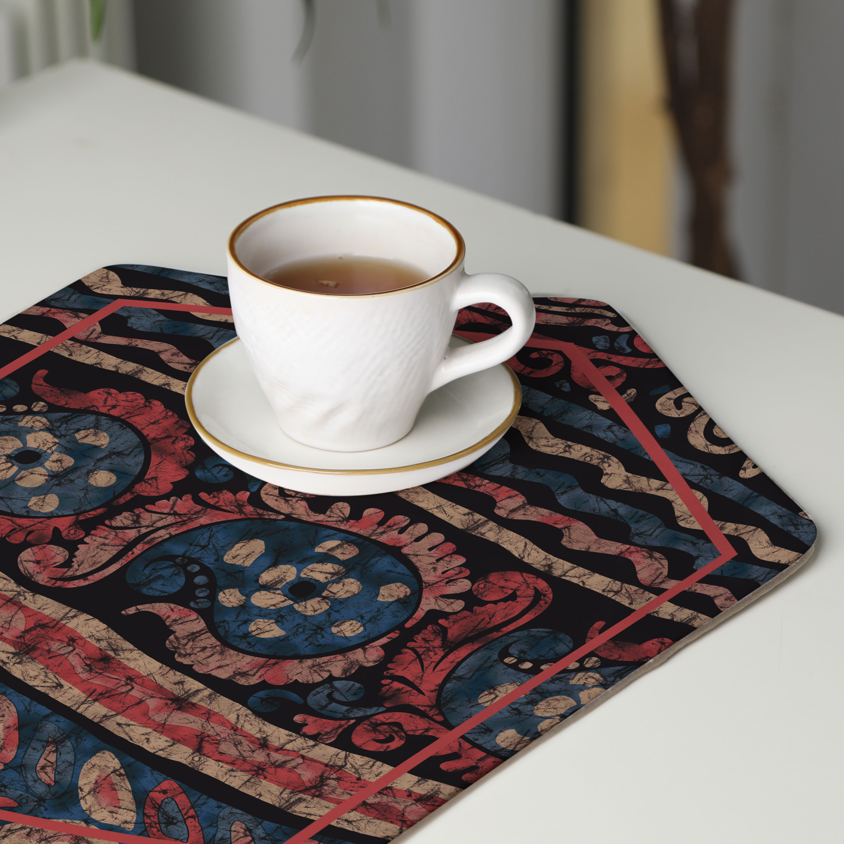 رومیزی عسلی، 6 گوشه، مخمل ضخیم، کد TA40-70