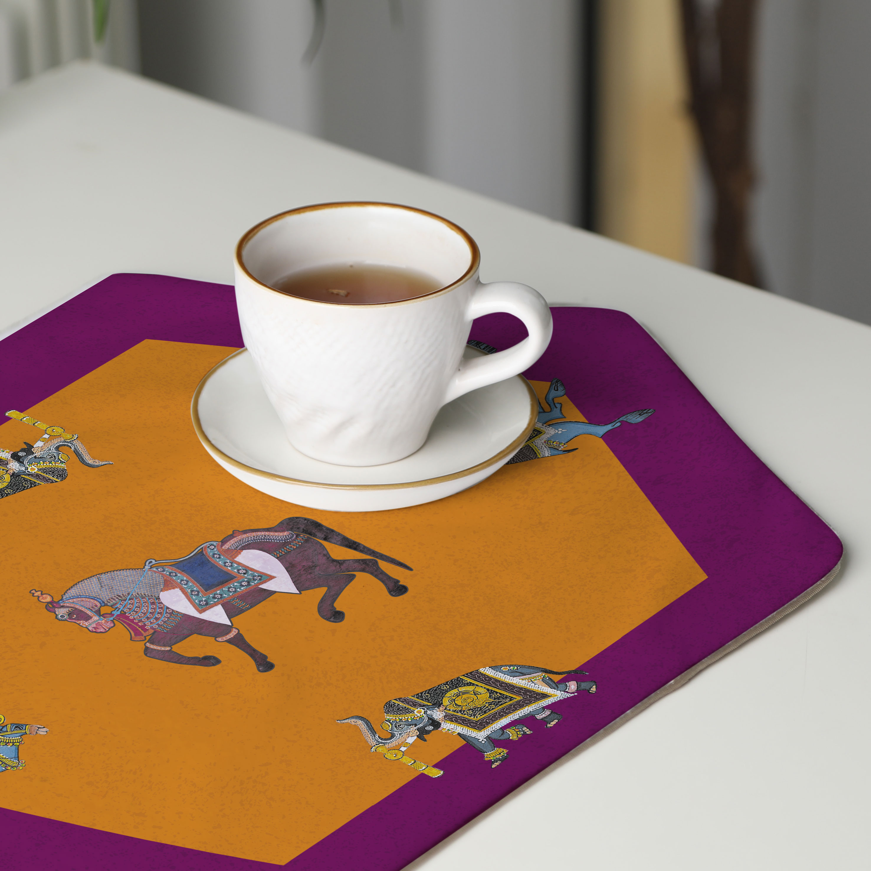 رومیزی عسلی، 6 گوشه، مخمل ضخیم، کد TA40-27