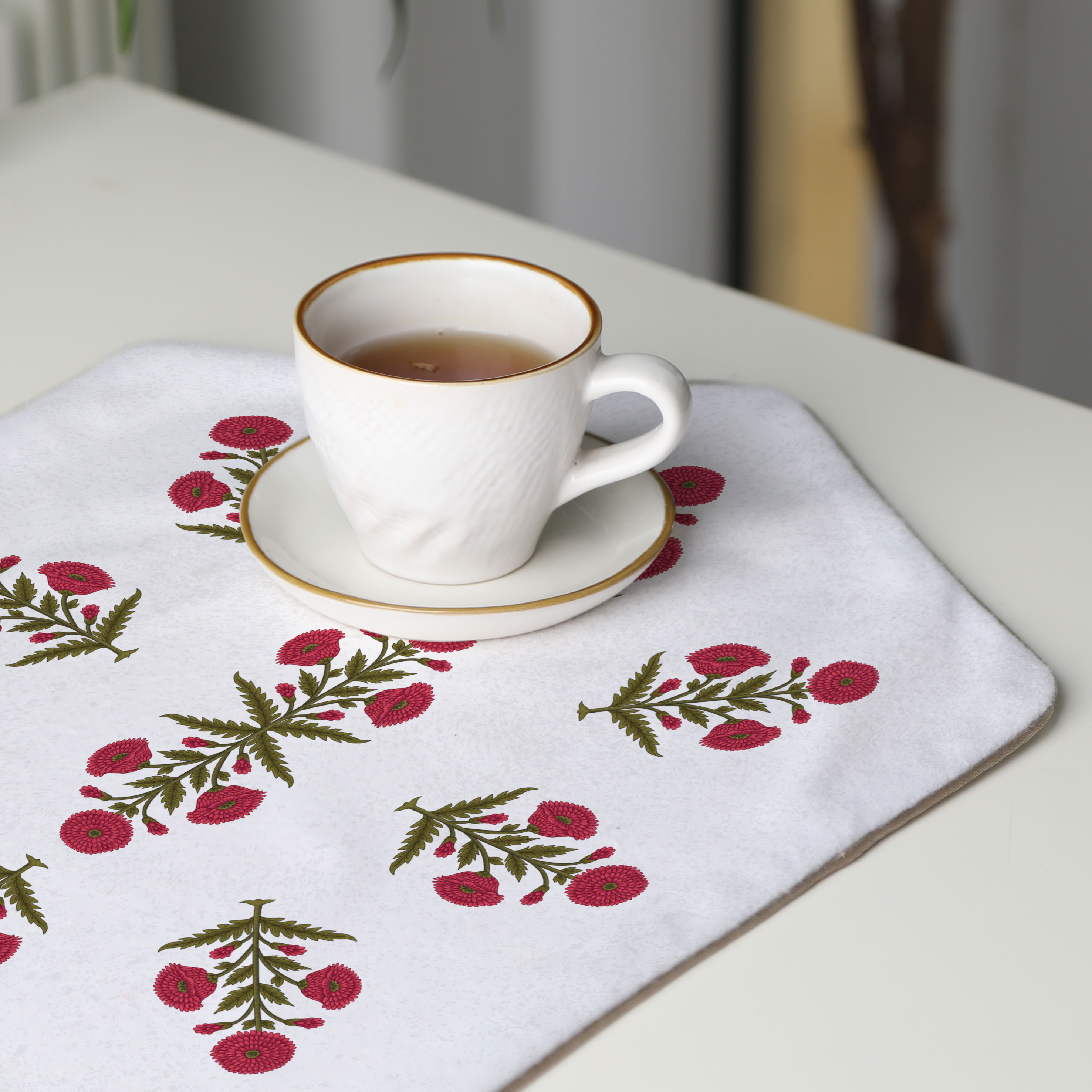 رومیزی عسلی، 6 گوشه، مخمل ضخیم، کد TA40-89