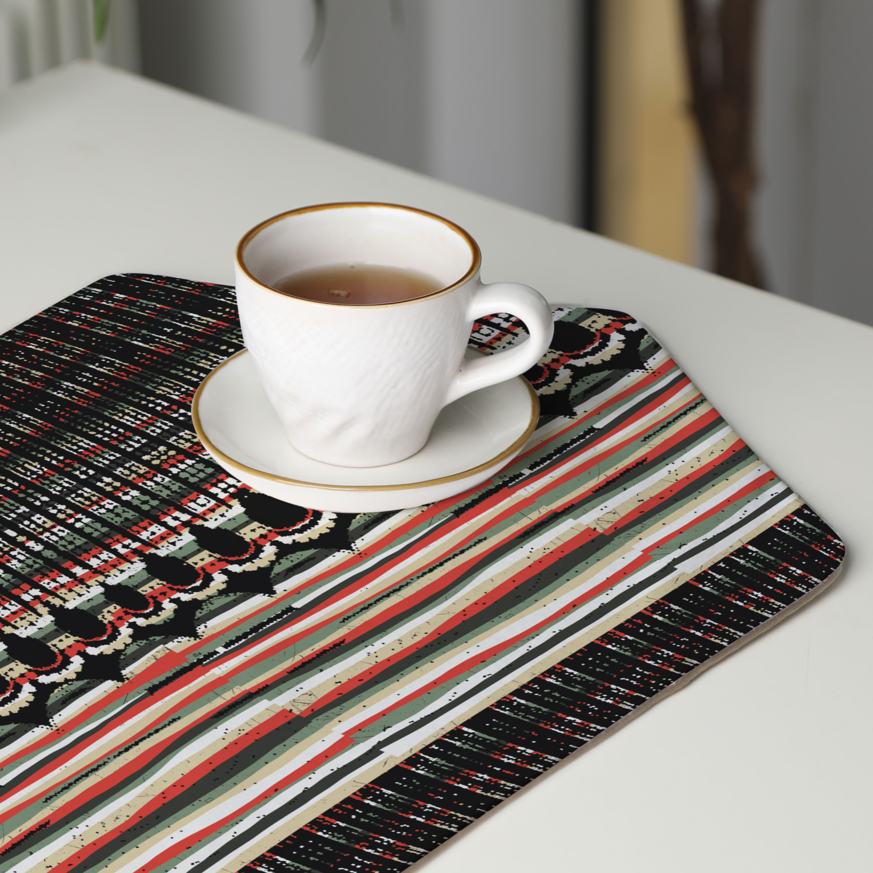 رومیزی عسلی، 6 گوشه، مخمل ضخیم، کد TA40-72