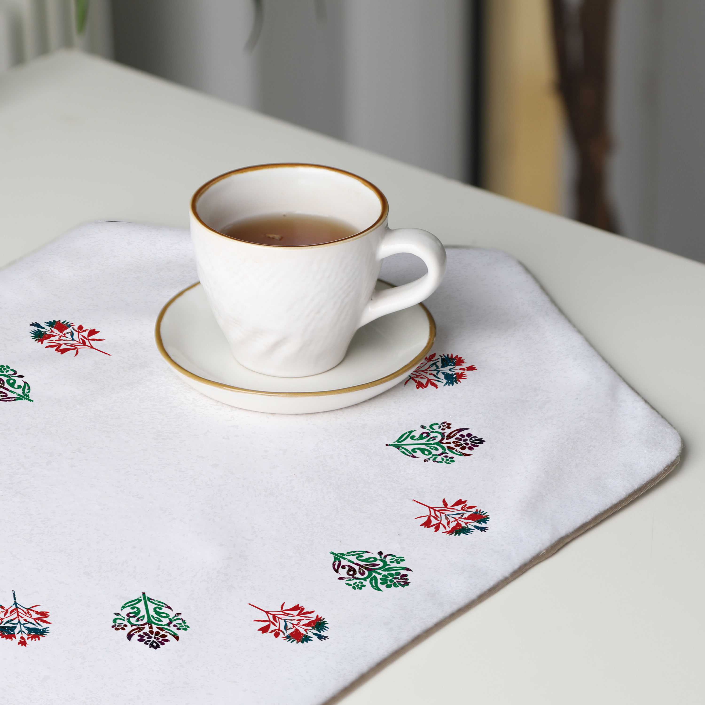 رومیزی عسلی، 6 گوشه، مخمل ضخیم، کد TA40-14