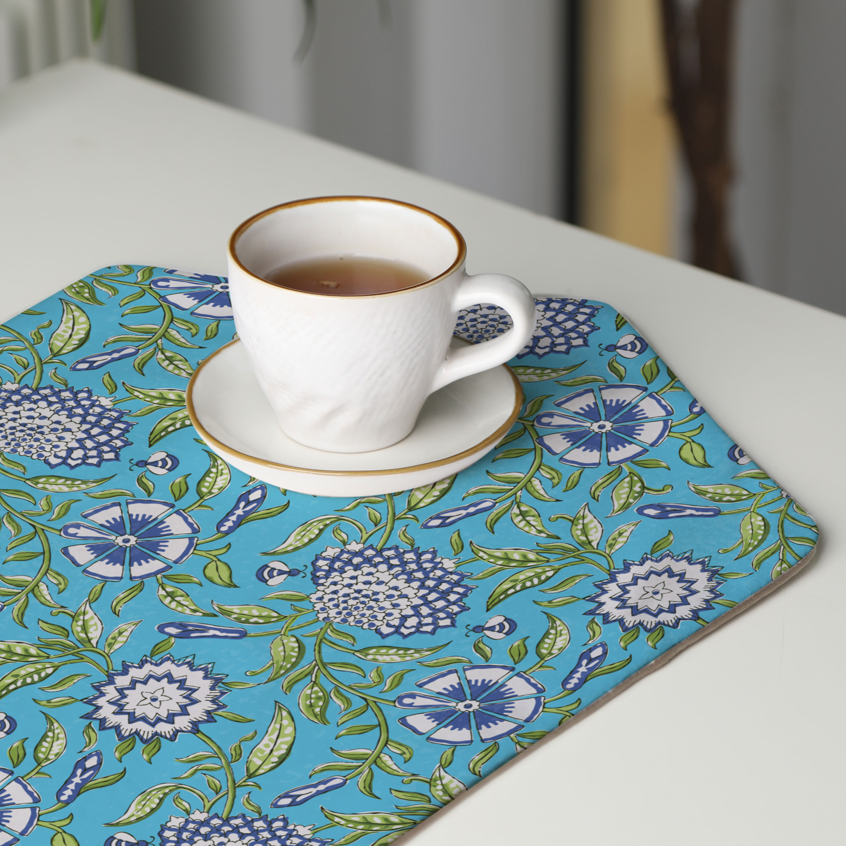 رومیزی عسلی، 6 گوشه، مخمل ضخیم، کد TA40-84