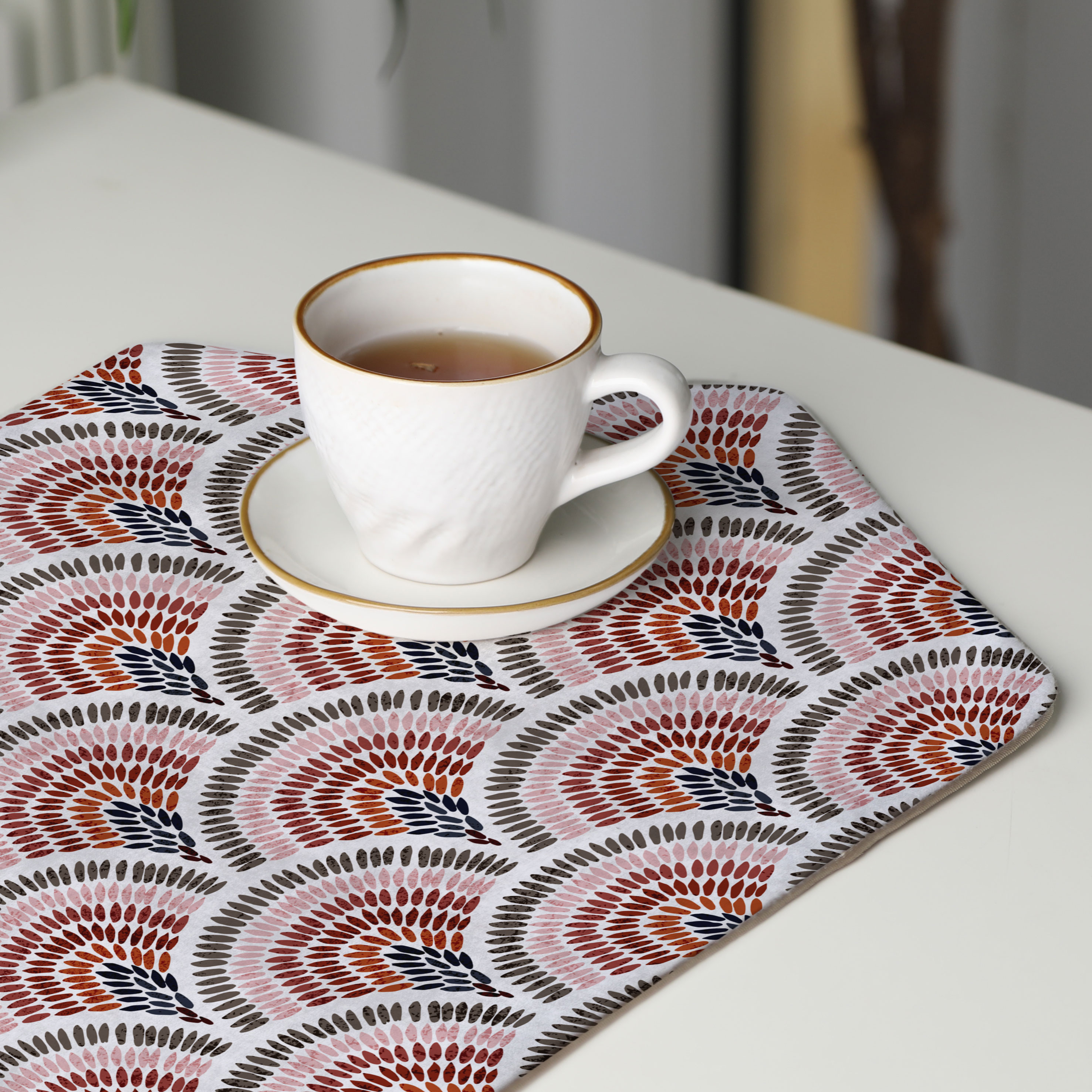 رومیزی عسلی، 6 گوشه، مخمل ضخیم، کد TA40-79