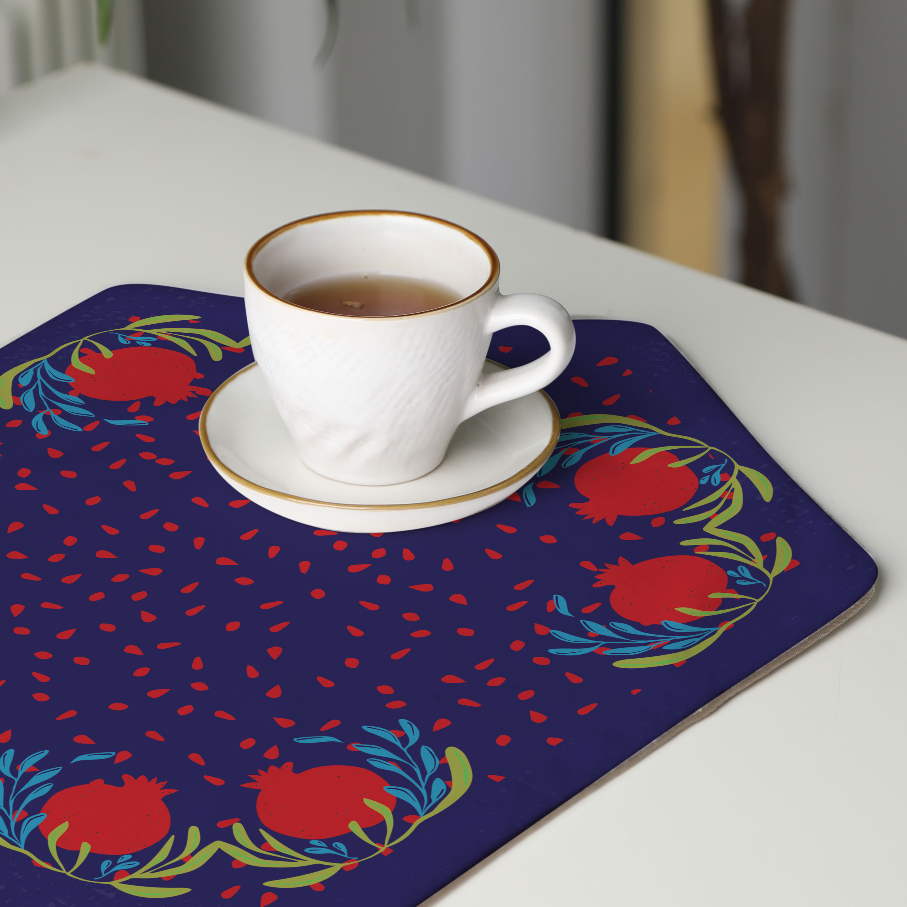 رومیزی عسلی، 6 گوشه، مخمل ضخیم، کد TA40-51