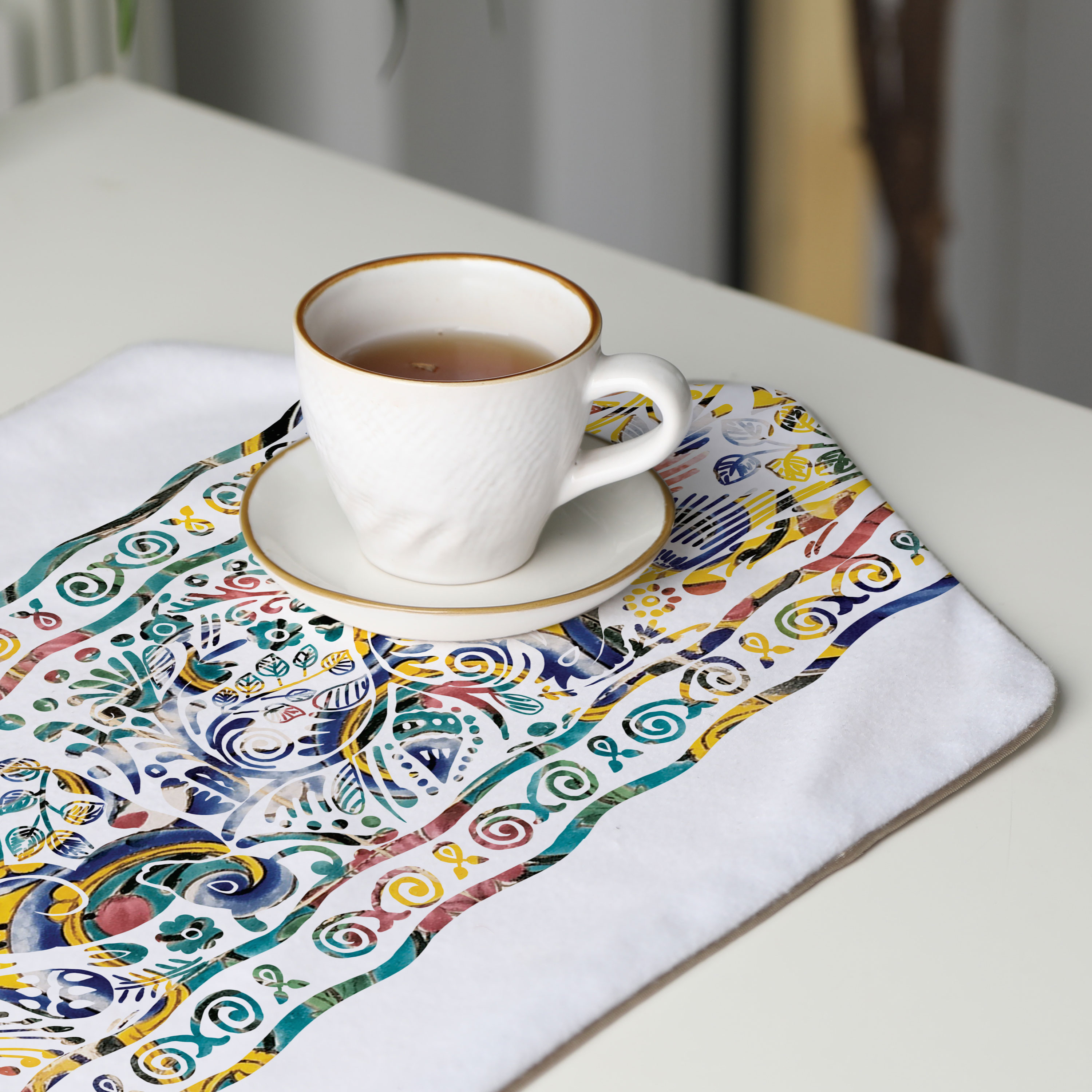 رومیزی عسلی، 6 گوشه، مخمل ضخیم، کد TA40-06