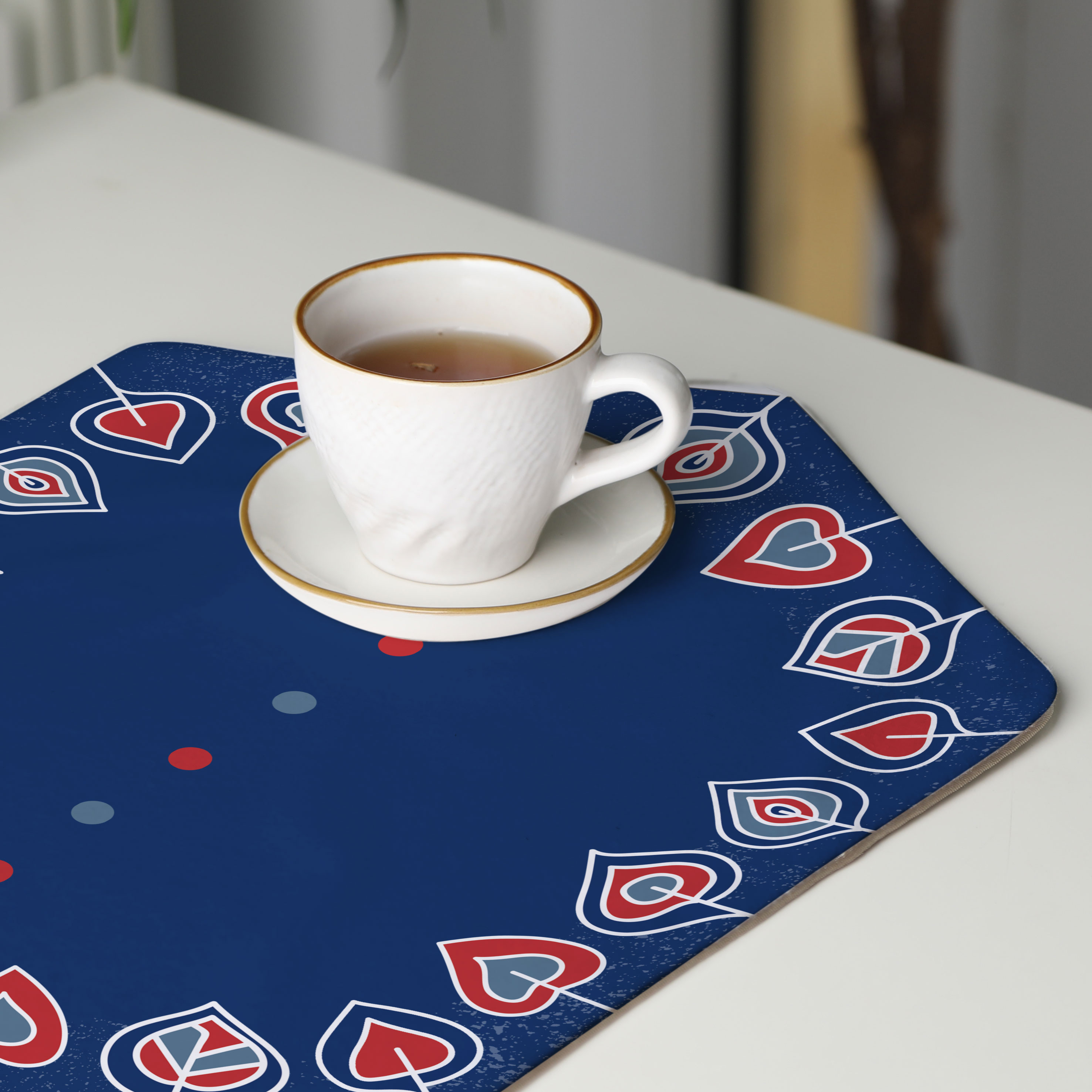 رومیزی عسلی، 6 گوشه، مخمل ضخیم، کد TA40-52