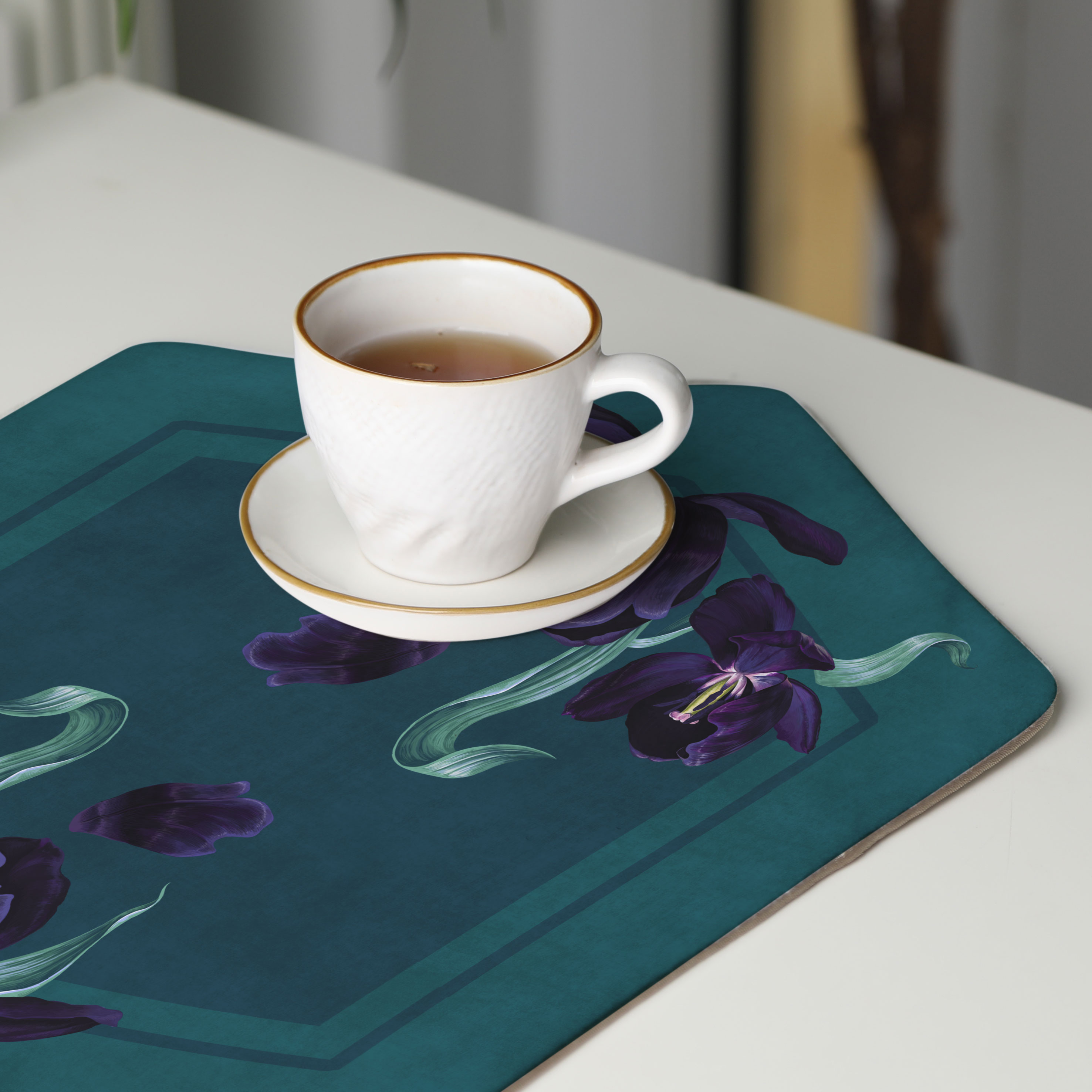 رومیزی عسلی، 6 گوشه، مخمل ضخیم، کد TA40-80