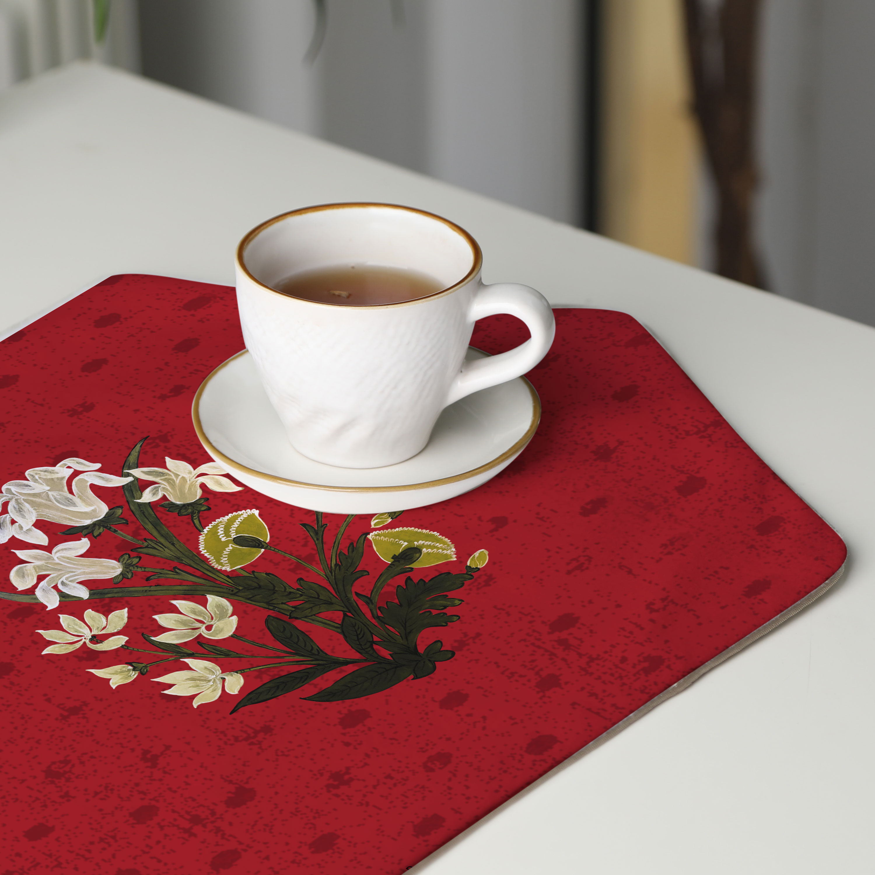 رومیزی عسلی، 6 گوشه، مخمل ضخیم، کد TA40-09