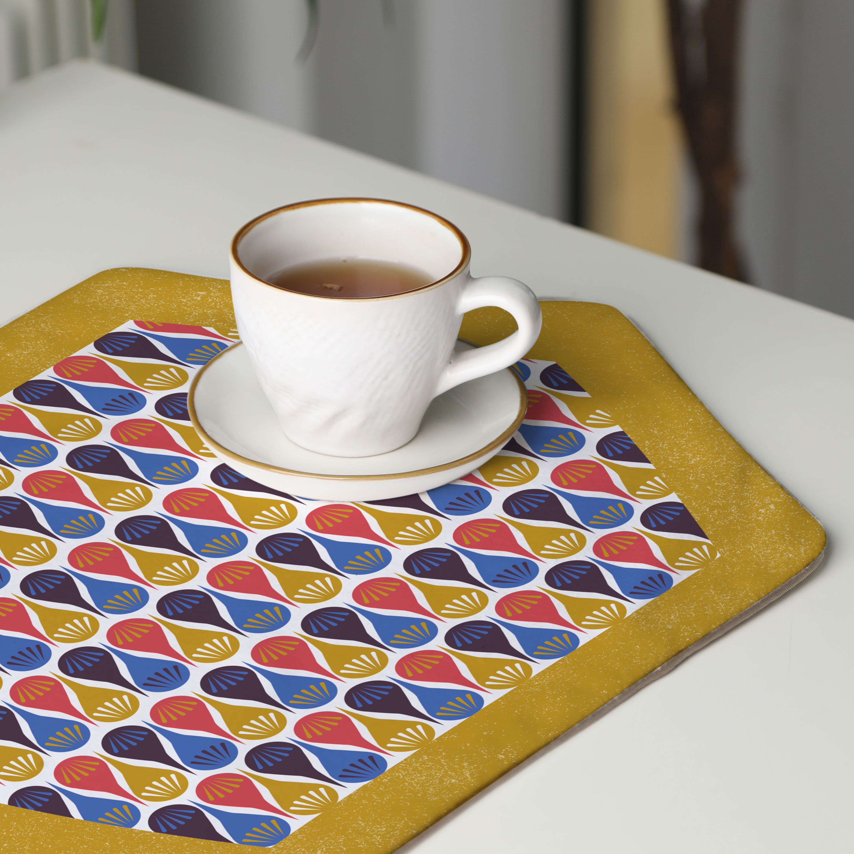رومیزی عسلی، 6 گوشه، مخمل ضخیم، کد TA40-55