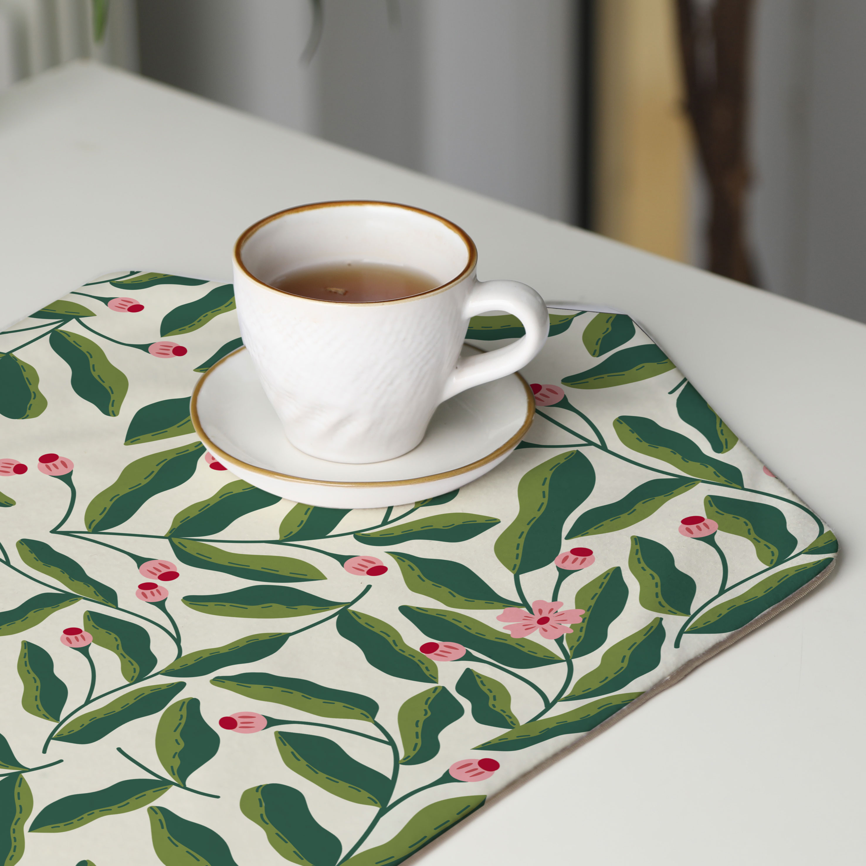 رومیزی عسلی، 6 گوشه، مخمل ضخیم، کد TA40-53