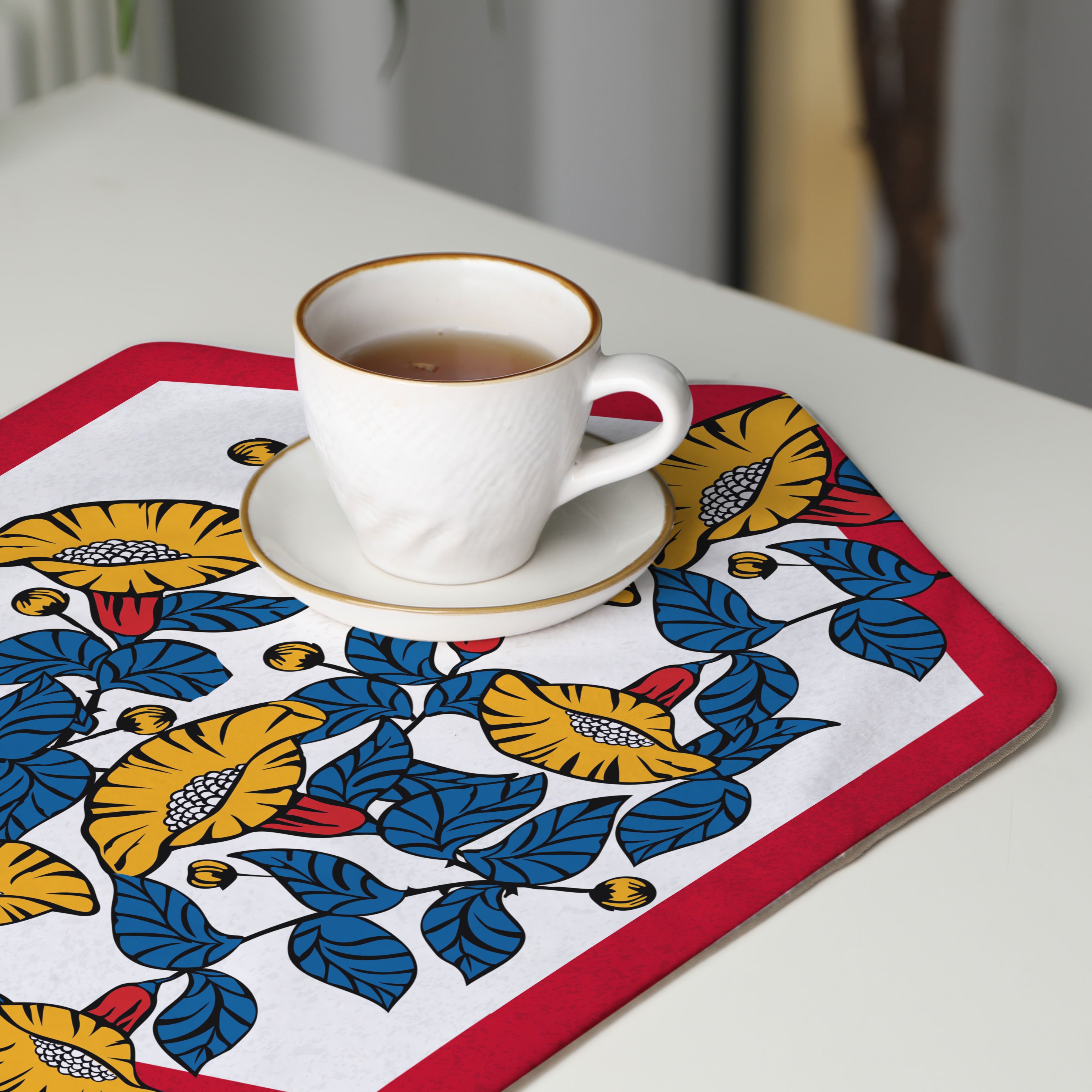رومیزی عسلی، 6 گوشه، مخمل ضخیم، کد TA40-49