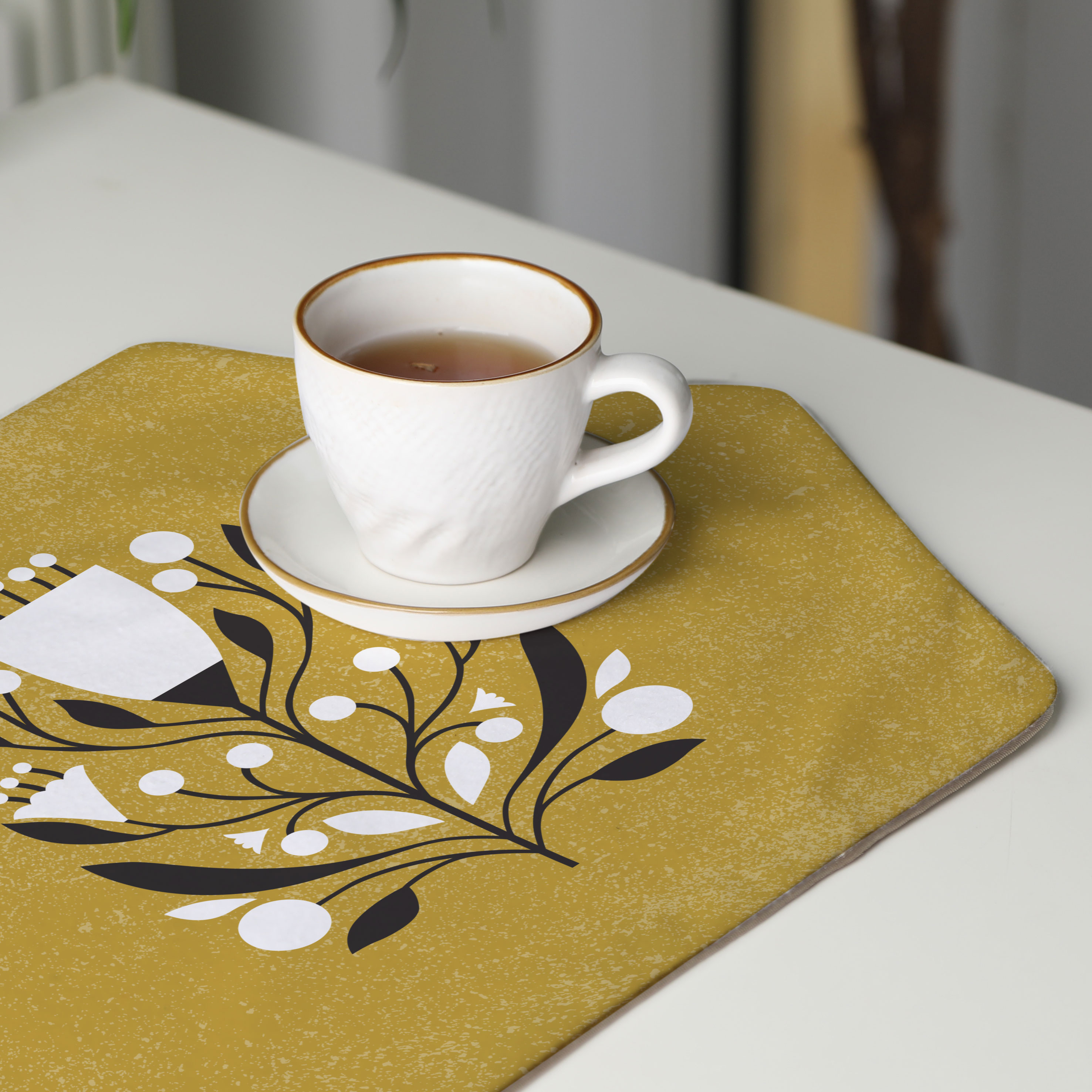 رومیزی عسلی، 6 گوشه، مخمل ضخیم، کد TA40-57