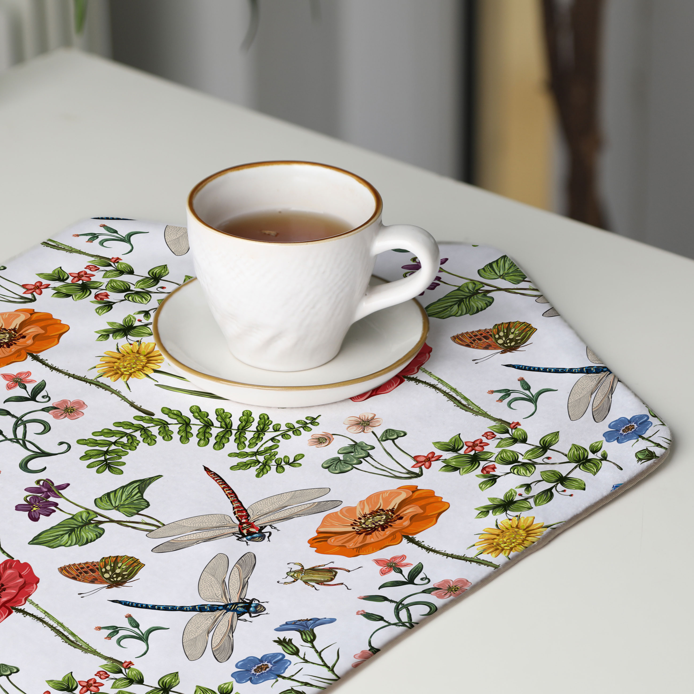 رومیزی عسلی، 6 گوشه، مخمل ضخیم، کد TA40-81
