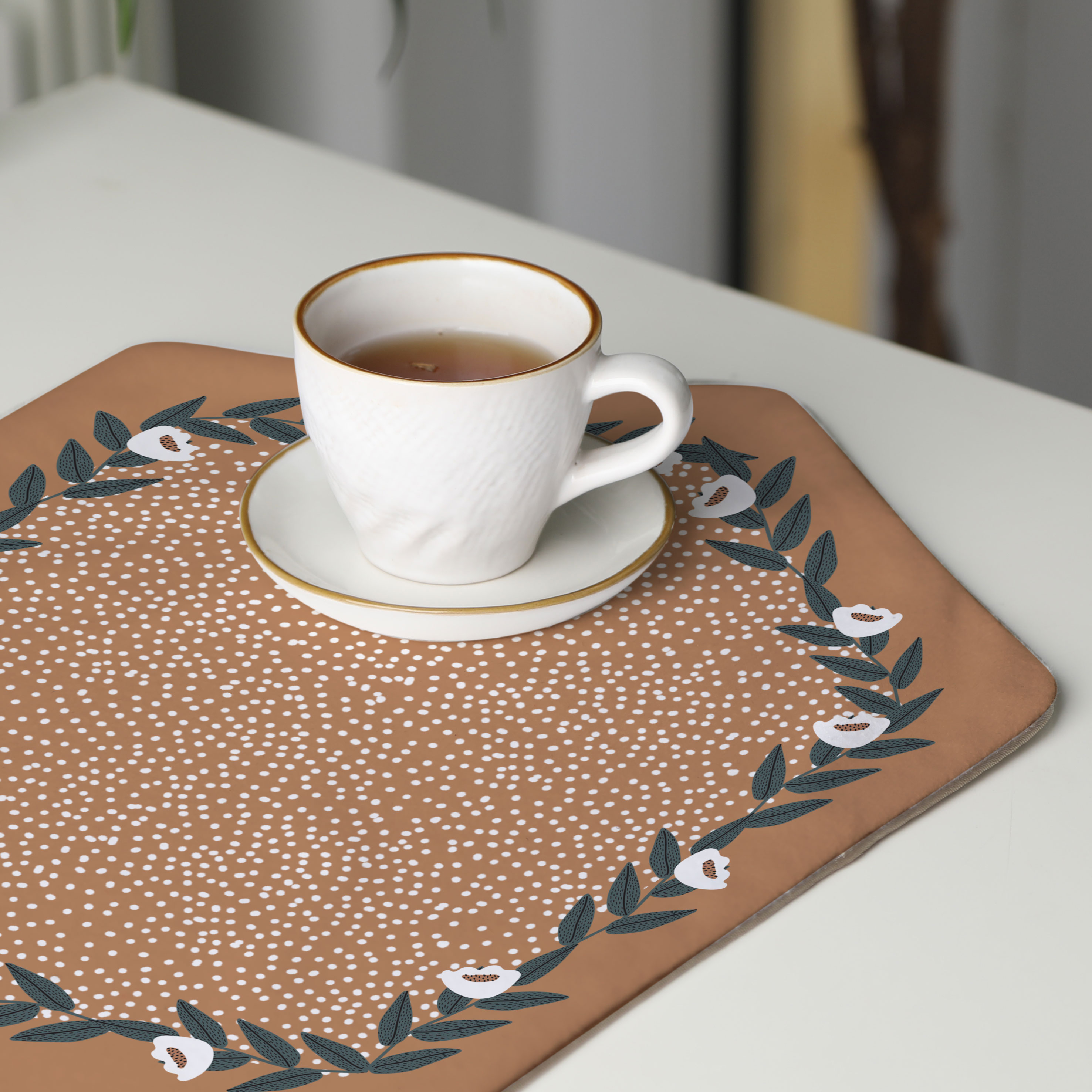 رومیزی عسلی، 6 گوشه، مخمل ضخیم، کد TA40-41
